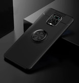 Keysion Xiaomi Mi Note 10 Pro Case with Metal Ring - Auto Focus Shockproof Case Cover Cas TPU Black + Kickstand