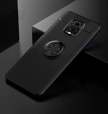 Keysion Etui Xiaomi Mi 10 z metalowym pierścieniem - Auto Focus Odporny na wstrząsy pokrowiec Case TPU Czarny + Podpórka