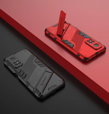 BIBERCAS Funda Xiaomi Mi 11 Lite con soporte - Funda de armadura a prueba de golpes con enfoque automático TPU Rojo