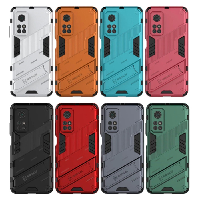BIBERCAS Xiaomi Mi 11 Lite Hoesje met Kickstand - Auto Focus Shockproof Armor Case Cover TPU Blauw