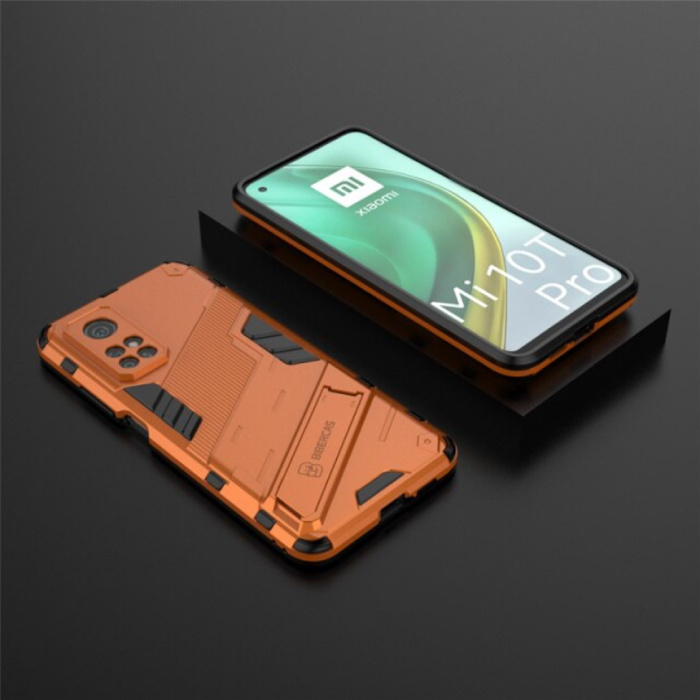BIBERCAS Xiaomi Mi 10T Pro Case with Kickstand - Shockproof Armor Case Cover TPU Orange