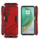 BIBERCAS Xiaomi Mi 10T Pro Etui z Podpórką - Auto Focus Wstrząsoodporny Pokrowiec Etui TPU Czerwony