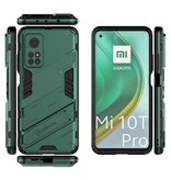 BIBERCAS Coque Xiaomi Mi 10T avec béquille - Housse de protection antichoc avec mise au point automatique TPU Vert