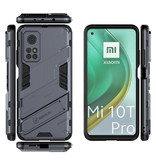 BIBERCAS Coque Xiaomi Mi 10T avec béquille - Housse de protection antichoc avec mise au point automatique TPU Gris