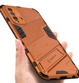 BIBERCAS Xiaomi Mi 10T Hoesje met Kickstand -  Auto Focus Shockproof Armor Case Cover TPU Oranje