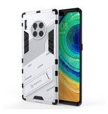 BIBERCAS Coque Xiaomi Mi 10T avec béquille - Housse de protection antichoc avec mise au point automatique TPU Blanc