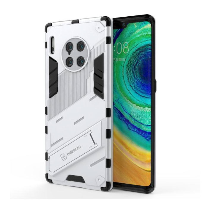 Custodia Xiaomi Mi 10 Lite con cavalletto - Custodia protettiva antiurto per armatura TPU bianca