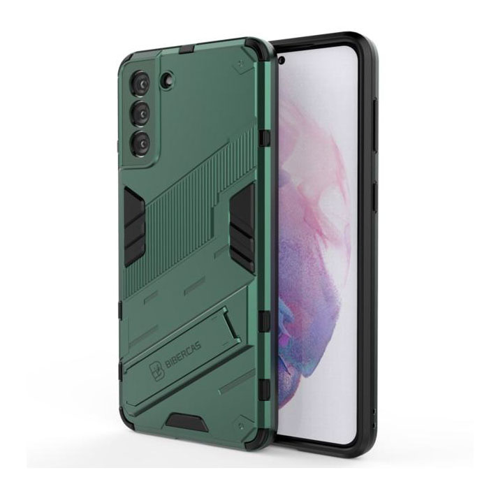 Xiaomi Mi 10T Hoesje met Kickstand - Shockproof Armor Case Cover TPU Groen