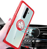 Keysion Xiaomi Redmi Note 7 Case with Metal Ring Kickstand - Transparent Shockproof Case Cover PC Black