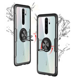 Keysion Coque Xiaomi Redmi Note 7 avec béquille à anneau métallique - Housse transparente antichoc PC Noir