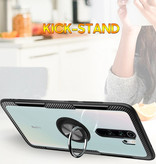 Keysion Xiaomi Redmi Note 7 Hoesje met Metalen Ring Kickstand - Transparant Shockproof Case Cover PC Zwart