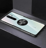 Keysion Xiaomi Redmi Note 7 Hoesje met Metalen Ring Kickstand - Transparant Shockproof Case Cover PC Zwart