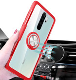 Keysion Xiaomi Redmi Note 9 Case with Metal Ring Kickstand - Transparent Shockproof Case Cover PC Black