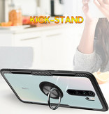 Keysion Xiaomi Redmi Note 9 Case with Metal Ring Kickstand - Transparent Shockproof Case Cover PC Black