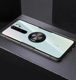 Keysion Xiaomi Redmi Note 9 Case with Metal Ring Kickstand - Transparent Shockproof Case Cover PC Black
