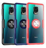 Keysion Xiaomi Mi Note 10 Hoesje met Metalen Ring Kickstand - Transparant Shockproof Case Cover PC Blauw