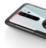 Keysion Coque Xiaomi Mi 8 avec béquille à anneau en métal - Housse transparente antichoc PC Bleu