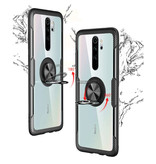 Keysion Xiaomi Redmi Note 9 Case with Metal Ring Kickstand - Transparent Shockproof Case Cover PC Blue