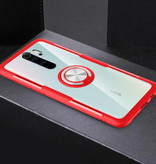 Keysion Xiaomi Mi Note 10 Hoesje met Metalen Ring Kickstand - Transparant Shockproof Case Cover PC Rood