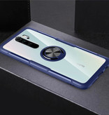 Keysion Xiaomi Redmi Note 7 Hoesje met Metalen Ring Kickstand - Transparant Shockproof Case Cover PC Blauw