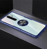 Keysion Xiaomi Mi 10 Hoesje met Metalen Ring Kickstand - Transparant Shockproof Case Cover PC Blauw