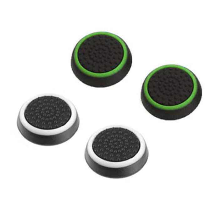 4 empuñaduras de palanca para el pulgar para PS3 / PS4 / Xbox 360 / Xbox One Joystick - Tapas de control antideslizantes - Verde y blanco