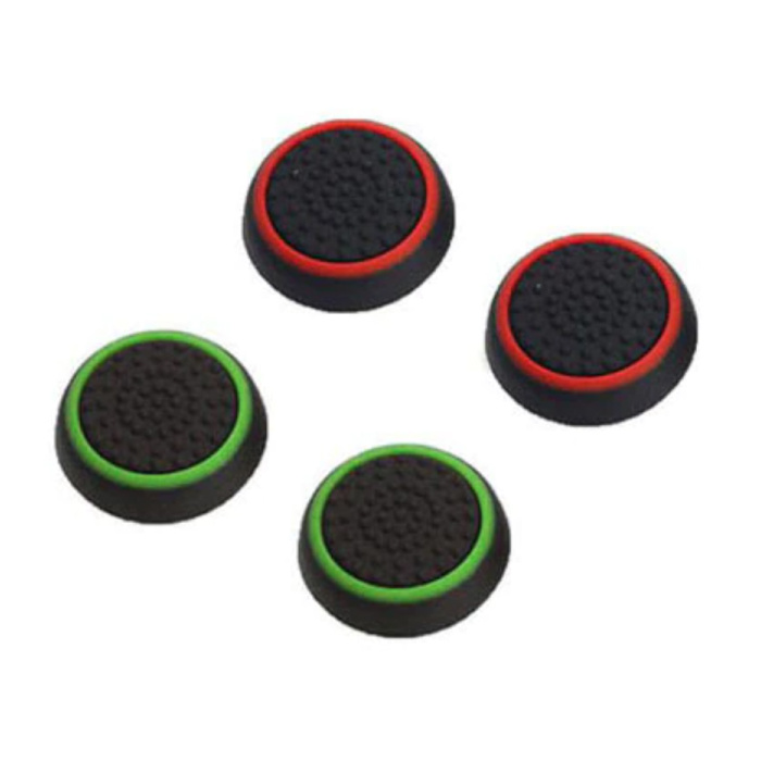 4 Thumb Stick Grips for PS3/PS4/Xbox 360/Xbox One Joystick - Non-Slip Controller Caps - Green and Red