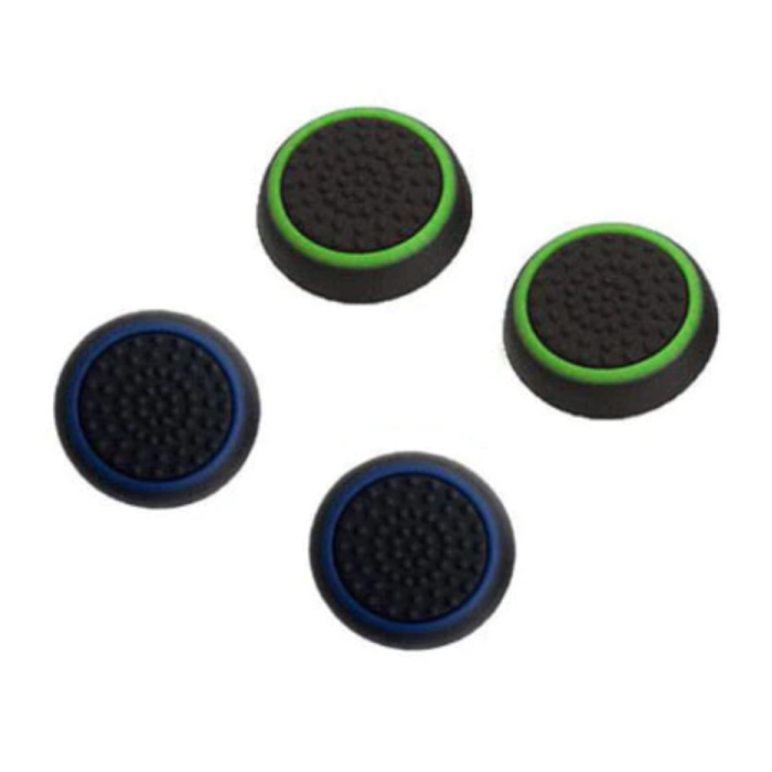 4 empuñaduras de palanca para el pulgar para PS3 / PS4 / Xbox 360 / Xbox One Joystick - Tapas de control antideslizantes - Verde y azul