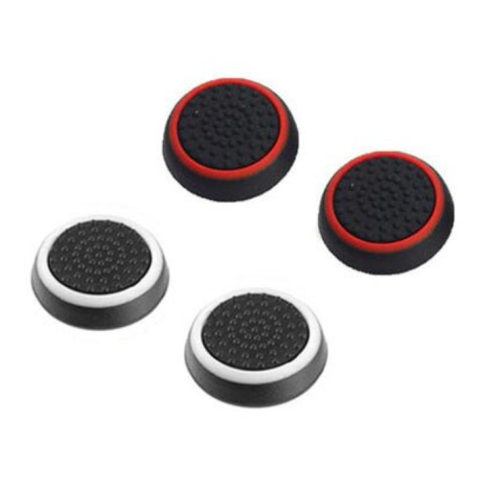 4 empuñaduras de palanca para el pulgar para PS3 / PS4 / Xbox 360 / Xbox One Joystick - Tapas de control antideslizantes - Blanco y rojo