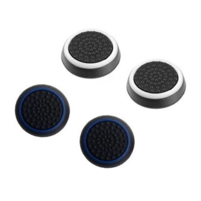4 empuñaduras de palanca para el pulgar para PS3 / PS4 / Xbox 360 / Xbox One Joystick - Tapas de control antideslizantes - Blanco y azul