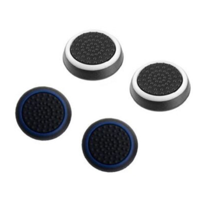 4 Thumb Stick Grips for PS3/PS4/Xbox 360/Xbox One Joystick - Non-Slip Controller Caps - White and Blue