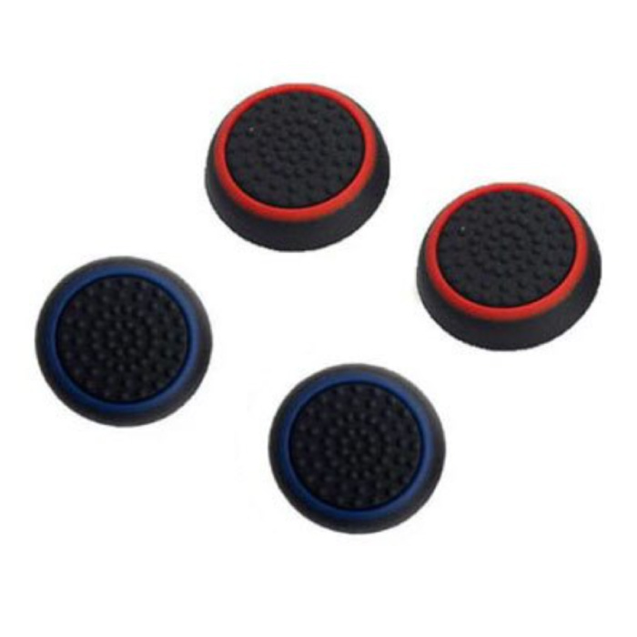 4 empuñaduras de palanca para el pulgar para PS3 / PS4 / Xbox 360 / Xbox One Joystick - Tapas de control antideslizantes - Azul y rojo