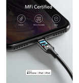 ANKER Cable de carga Powerline 3 para iPhone Lightning - Cable de datos 2.4A Cable cargador de 90cm Negro