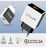 QGeeM Cargador de enchufe Quick Charge 3.0 - Adaptador de cargador de pared de carga rápida 18W / 3A Blanco