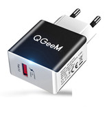 QGeeM Caricabatterie a spina Quick Charge 3.0 - Adattatore per caricabatteria da parete a ricarica rapida 18W/3A nero