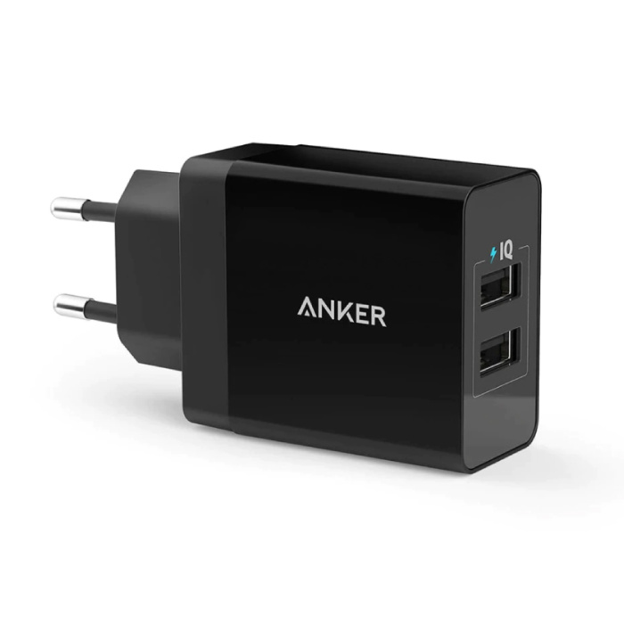 Chargeur de prise 24W - Adaptateur de chargeur mural PowerIQ Wallcharger AC Home Charger Noir