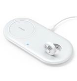 ANKER Cargador inalámbrico 2 en 1 Powerwave + para Apple iPhone / iWatch / AirPods - Cargador universal Qi de carga rápida con almohadilla de carga inalámbrica de 10 W, color blanco