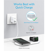 ANKER Cargador inalámbrico 2 en 1 Powerwave + para Apple iPhone / iWatch / AirPods - Cargador universal Qi de carga rápida con almohadilla de carga inalámbrica de 10 W, color blanco