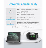 ANKER Cargador inalámbrico 2 en 1 Powerwave + para Apple iPhone / iWatch / AirPods - Cargador universal Qi de carga rápida con almohadilla de carga inalámbrica de 10 W, color blanco