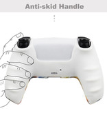 TECTINTER Cubierta / piel antideslizante para el controlador PlayStation 5 con tapas de joystick - Cubierta de agarre de goma PS5 - Blanco