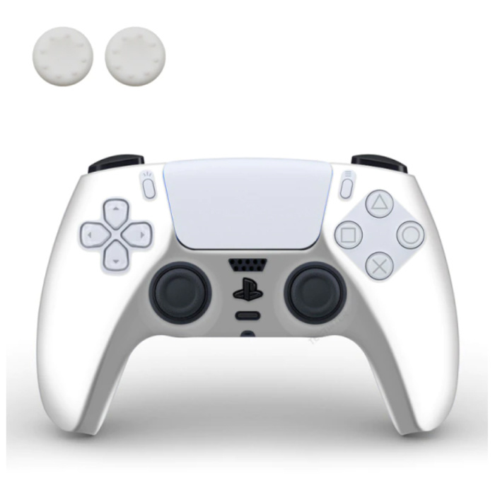 Cover/Skin antiscivolo per controller PlayStation 5 con cappucci per joystick - Cover con impugnatura in gomma PS5 - Bianca