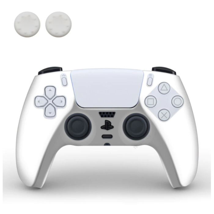 Cubierta / piel antideslizante para el controlador PlayStation 5 con tapas de joystick - Cubierta de agarre de goma PS5 - Blanco