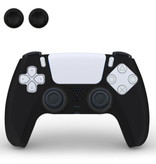 TECTINTER Antypoślizgowa osłona / skórka na kontroler PlayStation 5 z nakładkami na joystick - gumowa osłona uchwytu PS5 - czarna