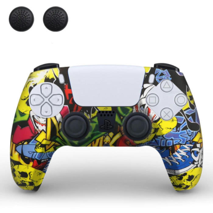 Cover/Skin antiscivolo per controller PlayStation 5 con cappucci per joystick - Cover con impugnatura in gomma PS5 - Graffiti