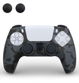 TECTINTER Housse / Skin antidérapante pour manette PlayStation 5 avec capuchons de joystick - Housse en caoutchouc pour PS5 - Camouflage noir