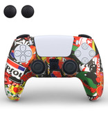 TECTINTER Antypoślizgowa osłona / skórka na kontroler PlayStation 5 z nakładkami na joystick - gumowa osłona uchwytu PS5 - Skate