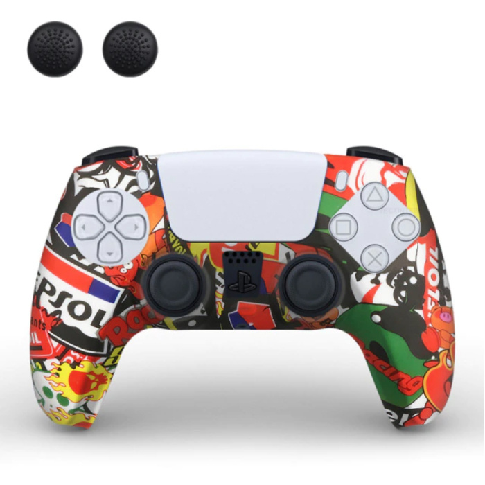 Cover/Skin antiscivolo per controller PlayStation 5 con cappucci per joystick - Cover con impugnatura in gomma PS5 - Skate