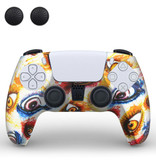 TECTINTER Housse / Skin antidérapante pour manette PlayStation 5 avec capuchons de joystick - Housse en caoutchouc pour PS5 - Yeux