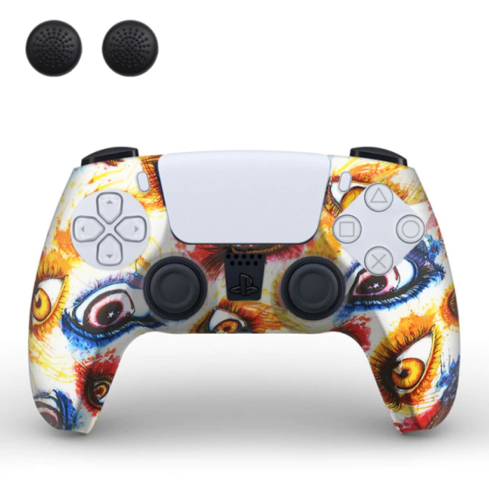 Cover/Skin antiscivolo per controller PlayStation 5 con cappucci per joystick - Cover con impugnatura in gomma PS5 - Eyes