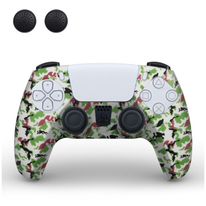 Cover/Skin antiscivolo per controller PlayStation 5 con cappucci per joystick - Cover con impugnatura in gomma PS5 - Camo